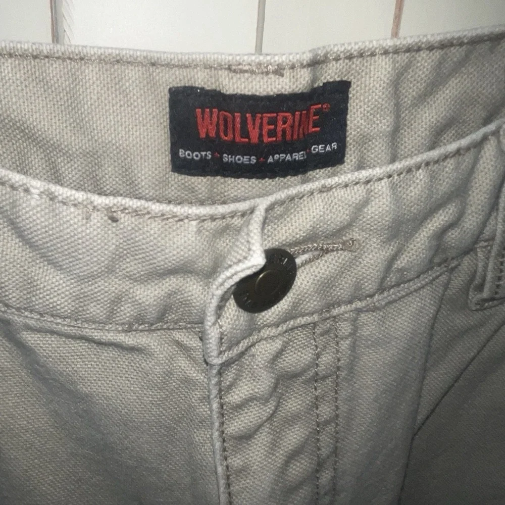 Wolverine Jeans Men's Sz 38x30 Beige Tan Canvas Baggy Loose Leg Carpenter Pants